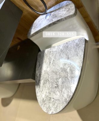 Bộ bàn cầu vân đá xám men Nano cao cấp