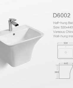 D6002 Lavabo treo liền khối