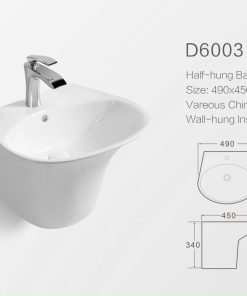 Chậu rửa Lavabo sứ treo liền khối  SOFFIA D6003